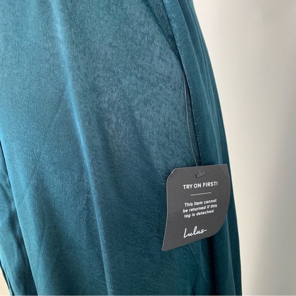 Lulus Moriah Emerald Green Satin Wrap Maxi Dress Emerald Green Medium - Picture 11 of 15